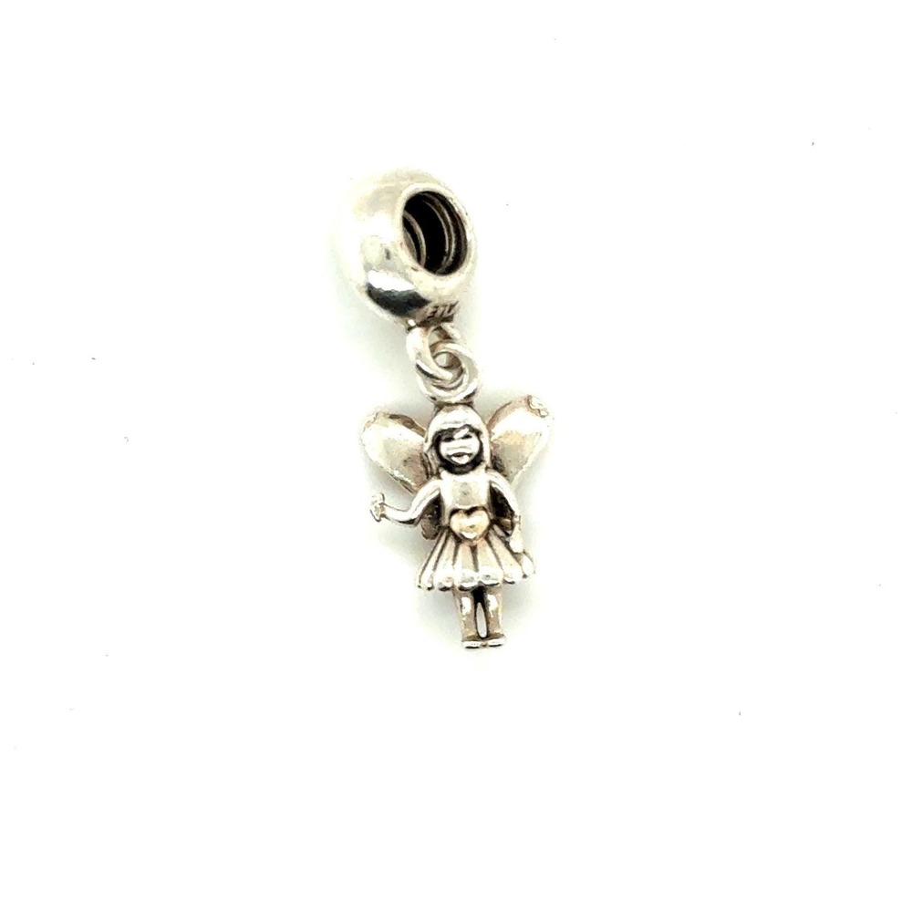 Pandora Two-Tone Fairy Girl Heart Dangle Charm with‎ Gold Heart